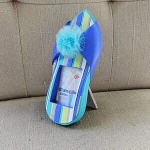 Madlen Photo Frame Glamour Girl Shoe Shape Blue Tone Hand Painted